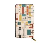 WBQLSL Cartera de cuero moderna y elegante de mediados de siglo, monedero de 7.4 x 4.13 pulgadas de largo con cremallera, práctica cartera de viaje para dinero en efectivo