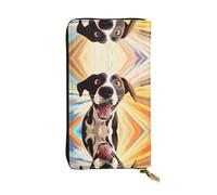 WBQLSL Cartera de piel con cremallera con diseño de perro arcoíris, 19 x 10 cm, múltiples compartimentos y gran capacidad, un buen regalo para amigos