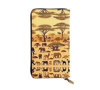 WBQLSL Cartera de piel con cremallera de animales de pastizales africanos, bolsa de mano de 7.5 x 4.1 pulgadas de largo, múltiples compartimentos y gran capacidad, un buen regalo para amigos
