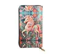 WBQLSL Cartera de piel con cremallera de unicornio de corte de papel rosa, bolsa de mano de 7.5 x 4.1 pulgadas de largo, múltiples compartimentos y gran capacidad, un buen regalo para amigos