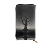 WBQLSL Cartera de piel con diseño de árbol oscuro, monedero de 7.4 x 4.13 pulgadas de largo con cremallera, práctica cartera de viaje para dinero en efectivo
