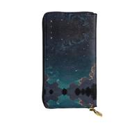 WBQLSL Cartera de piel con diseño de cielo estrellado de dibujos animados, monedero de 7.4 x 4.13 pulgadas de largo, con cremallera, práctica cartera de viaje para dinero en efectivo