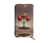 WBQLSL Cartera de piel con diseño de dibujos animados de tomate, monedero con cremallera de 7.4 x 4.13 pulgadas de largo, práctica cartera de viaje para dinero en efectivo