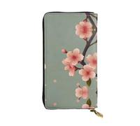 WBQLSL Cartera de piel con diseño de flor de melocotón de dibujos animados, monedero de 7.4 x 4.13 pulgadas de largo, con cremallera, práctica cartera de viaje para dinero en efectivo