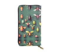 WBQLSL Cartera de piel con diseño de insectos Atlas, monedero de 7.4 x 4.13 pulgadas de largo con cremallera, práctica cartera de viaje para dinero en efectivo