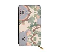 WBQLSL Cartera de piel con diseño de koala de dibujos animados, monedero de 7.4 x 4.13 pulgadas de largo, con cremallera, práctica cartera de viaje para dinero en efectivo