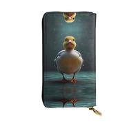 WBQLSL Cartera de piel con diseño de pato tecnológico, monedero de 7.4 x 4.13 pulgadas de largo con cremallera, práctica cartera de viaje para dinero en efectivo