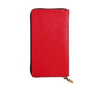 WBQLSL Cartera de piel de color rojo sólido, monedero con cremallera de 7.4 x 4.13 pulgadas de largo, práctica cartera de viaje para dinero en efectivo