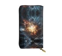 WBQLSL Cartera de piel elegante con diseño de explosión de la tierra, monedero de 7.4 x 4.13 pulgadas de largo con cremallera, práctica cartera de viaje para dinero en efectivo