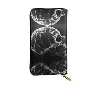WBQLSL Cartera de piel holográfica de color carbón, monedero de 7.4 x 4.13 pulgadas de largo, con cremallera, práctica cartera de viaje para dinero en efectivo