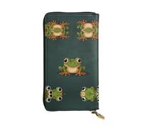 WBQLSL Cartera larga de piel con diseño de rana de dibujos animados con monedero con cremallera y 12 ranuras para tarjetas de crédito, cartera ligera de viaje para dinero en efectivo