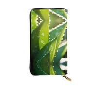 WBQLSL Cartera pequeña de piel con estampado de aloe vera, cartera de 19 x 10,4 cm
