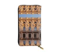 WBQLSL Cartera pequeña de piel con estampado de arquitectura clásica, cartera de 7.5 x 4.1 pulgadas