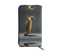 WBQLSL Cartera tecnológica de piel con diseño de plátano, monedero de 7.4 x 4.13 pulgadas de largo con cremallera, práctica cartera de viaje para dinero en efectivo