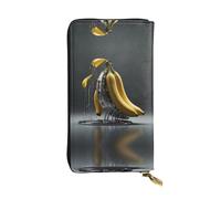 WBQLSL Cartera tecnológica surrealista de piel con diseño de plátano, monedero de 7.4 x 4.13 pulgadas de largo, con cremallera, práctica cartera de viaje para dinero en efectivo