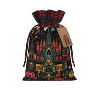 WBQLSL Castillo y cielo estrellado por la noche, bolsillo de flores impresas de 8.3 x 11.8 pulgadas, bolsa de regalo para decoración de fiestas navideñas, bolsa de almacenamiento de dulces