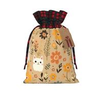 WBQLSL Cat in the Bush - Bolsa de regalo con estampado de flores de 8.3 x 11.8 pulgadas, para decoración de fiestas, dulces