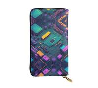 WBQLSL Circuit Board Python Bolso largo de cuero con monedero con cremallera y 12 ranuras para tarjetas de crédito, cartera ligera de viaje para dinero en efectivo