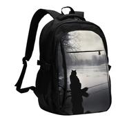 WBQLSL Clams - Mochila USB para portátil adecuada para profesionales de negocios como mochila de trabajo, Black Cat in the Snow, Talla única