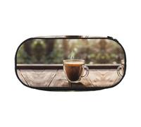 WBQLSL Coffee by the glass - Estuche para lápices de gran capacidad, bolsa de almacenamiento de papelería de partición multicapa, suministros de oficina de aprendizaje unisex