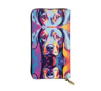 WBQLSL Colorida cartera de cuero elegante con diseño de cabeza de perro, monedero de 7.4 x 4.13 pulgadas de largo con cremallera, práctica cartera de viaje para dinero en efectivo