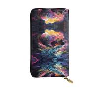 WBQLSL Colorida cartera de cuero elegante con diseño de cueva, monedero de 7.4 x 4.13 pulgadas de largo con cremallera, práctica cartera de viaje para dinero en efectivo