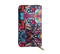 WBQLSL Colorida cartera de cuero elegante de avatar, monedero de 7.4 x 4.13 pulgadas de largo con cremallera, práctica cartera de viaje para dinero en efectivo