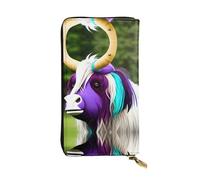 WBQLSL Colorida cartera de piel con diseño de cabeza de vaca, monedero de 7.4 x 4.13 pulgadas de largo con cremallera, práctica cartera de viaje para dinero en efectivo