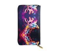 WBQLSL Colorida cartera de piel con diseño de jirafa, monedero de 7.4 x 4.13 pulgadas de largo con cremallera, práctica cartera de viaje para dinero en efectivo