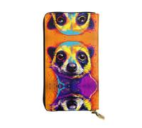 WBQLSL Colorida cartera de piel con diseño de suricatos, monedero de 7.4 x 4.13 pulgadas de largo con cremallera, práctica cartera de viaje para dinero en efectivo