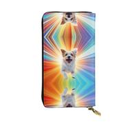 WBQLSL Colorido bolso de mano de piel con estampado de perro ligero, cartera de 7.5 x 4.1 pulgadas