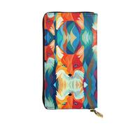 WBQLSL Colorido Little Foxes - Elegante cartera de cuero de 7.4 x 4.13 pulgadas de largo, monedero con cremallera, práctica cartera de viaje para dinero en efectivo