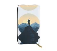 WBQLSL Conquer the Mountain Bolso largo de cuero con monedero con cremallera y 12 ranuras para tarjetas de crédito, cartera ligera de viaje para dinero en efectivo