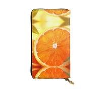 WBQLSL Corte un bolso de mano largo de cuero naranja con monedero con cremallera y 12 ranuras para tarjetas de crédito, cartera ligera de viaje para dinero en efectivo