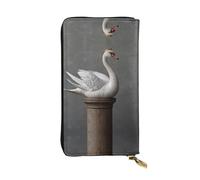 WBQLSL Crown Swan - Elegante cartera de cuero de 7.4 x 4.13 pulgadas de largo, monedero con cremallera, práctica cartera de viaje para dinero en efectivo