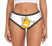 WBQLSL Cute Corgi Butt - Bragas de encaje de talle bajo para mujer, sin costuras, suaves, adelgazantes, sexys, Negro, XXL-3XL