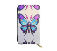 WBQLSL Cyber Butterfly - Elegante cartera de cuero de 7.4 x 4.13 pulgadas de largo, con cremallera, práctica cartera de viaje para dinero en efectivo