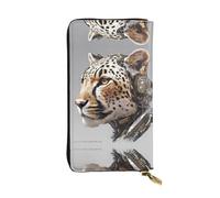 WBQLSL Cyborg Cheetah - Elegante cartera de cuero de 19 x 10,5 cm de largo, con cremallera, práctica cartera de viaje para dinero en efectivo