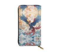 WBQLSL Data Stream Phoenix - Elegante cartera de cuero de 7.4 x 4.13 pulgadas de largo, con cremallera, práctica cartera de viaje para dinero en efectivo