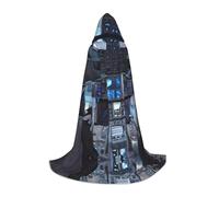 WBQLSL Disfraz de Halloween, cabaña del futuro, capa de mago impresa, adecuado para adultos y adolescentes, tallas S, M, L disponibles