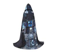 WBQLSL Disfraz de Halloween, cabaña del futuro, capa de mago impresa, adecuado para adultos y adolescentes, tallas S, M, L disponibles