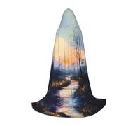 WBQLSL Disfraz de Halloween, capa de mago con estampado de carretera campestre, adecuado para adultos y adolescentes, tallas S, M, L disponibles