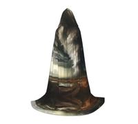 WBQLSL Disfraz de Halloween, capa de mago con texto en inglés "A tornado is coming", adecuado para adultos y adolescentes, tallas S, M, L disponibles