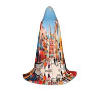 WBQLSL Disfraz de Halloween, capa de mago S con estampado de ciudades densas, adecuado para adultos y adolescentes, tallas S, M, L disponibles