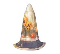 WBQLSL Disfraz de Halloween, girasoles bajo el alféizar de la ventana, capa de mago impresa, adecuado para adultos y adolescentes, tallas S, M, L disponibles