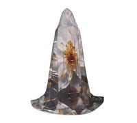 WBQLSL Disfraz de lirios con capucha para cosplay con borde con capa grande impresa en oro, accesorio esencial para fiestas de vacaciones, tallas S/M/L (unisex)