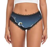 WBQLSL Eagle under the stars - Calzoncillos de encaje para mujer, de talle bajo, sin costuras, con estampado de transferencia, suaves, Negro, XXL-3XL