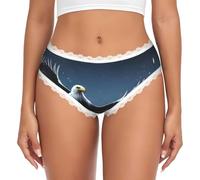 WBQLSL Eagle under the stars - Calzoncillos de encaje para mujer, de talle bajo, sin costuras, con estampado de transferencia, suaves, blanco, S-3XL