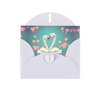 WBQLSL El cisne enamorado tarjetas exquisitas impresas en blanco, adecuadas para cumpleaños, fiestas, bendiciones de agradecimiento