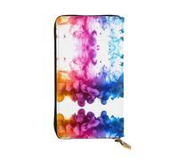 WBQLSL Elegante cartera de cuero ahumado de colores, monedero de 7.4 x 4.13 pulgadas de largo con cremallera, práctica cartera de viaje para dinero en efectivo